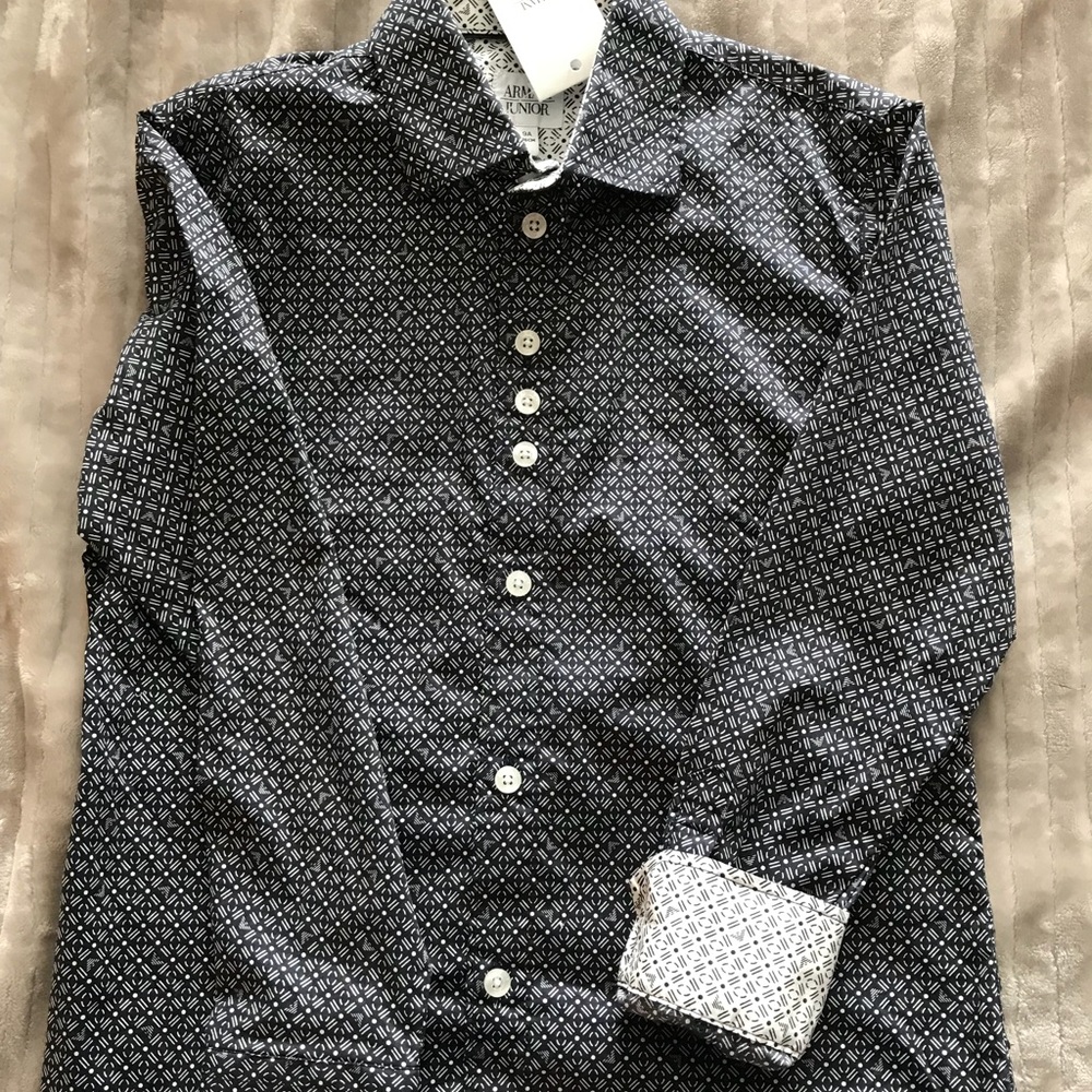 Armani Exchange Black and White Kids Button Down Shirt